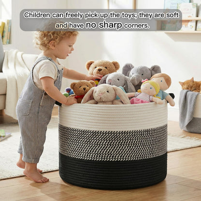 Artfeel 70L Large Cotton Rope Basket, Decorative Woven Blanket Storage for Living Room, Boho Toy Storage & Toy Box for Kids, Versatile Laundry Basket & Nursery Hamper for Blankets(Brown)