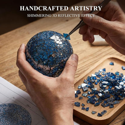DomeStar 3PCS Decorative Balls, Mosaic Glass Orbs Centerpiece Balls 4inch Gold Orbs for Decorate Bowls Vases Tables Wedding Party