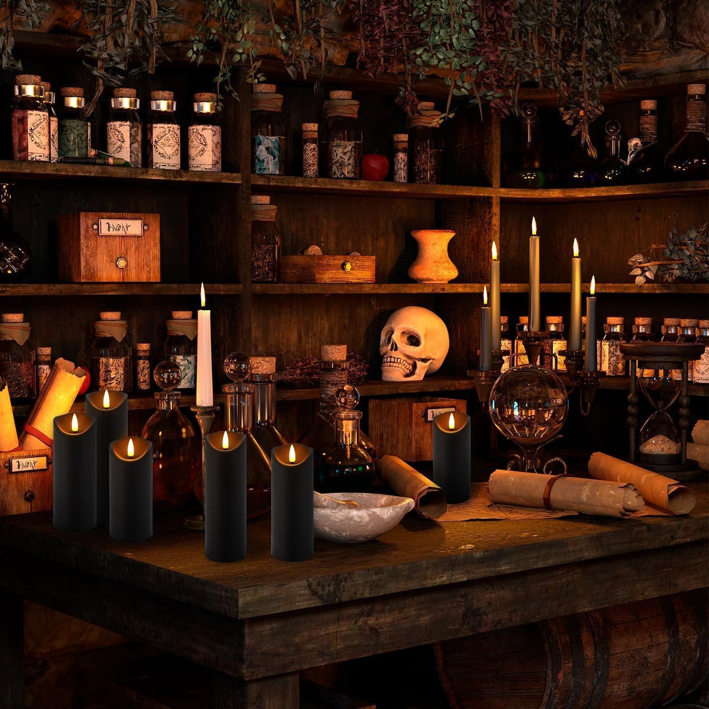 48- Pack of 3 Sizes of LED Flameless Candles.This Candle is Suitable for café, Fancy Restaurant, Bookstore and Other Scenes to Create a Relaxing and Romantic Atmosphere.