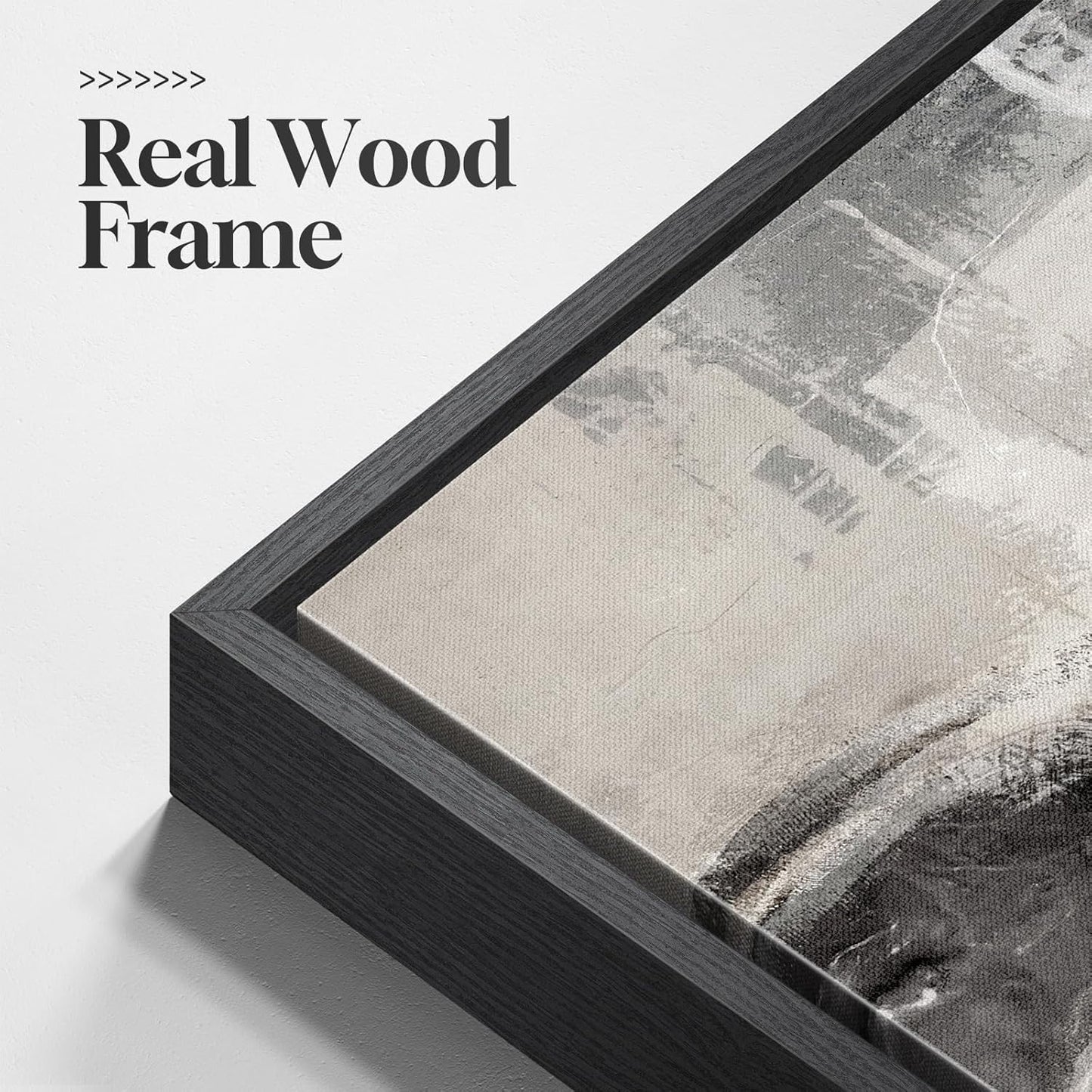 Large Framed Neutral Abstract Wall Art for Living Room, 3 Piece Modern Canvas Prints Paintings Artwork for Walls, Black and Beige Pictures for Living Room Hallway Stair Office Wall Decor 24x36 Inch