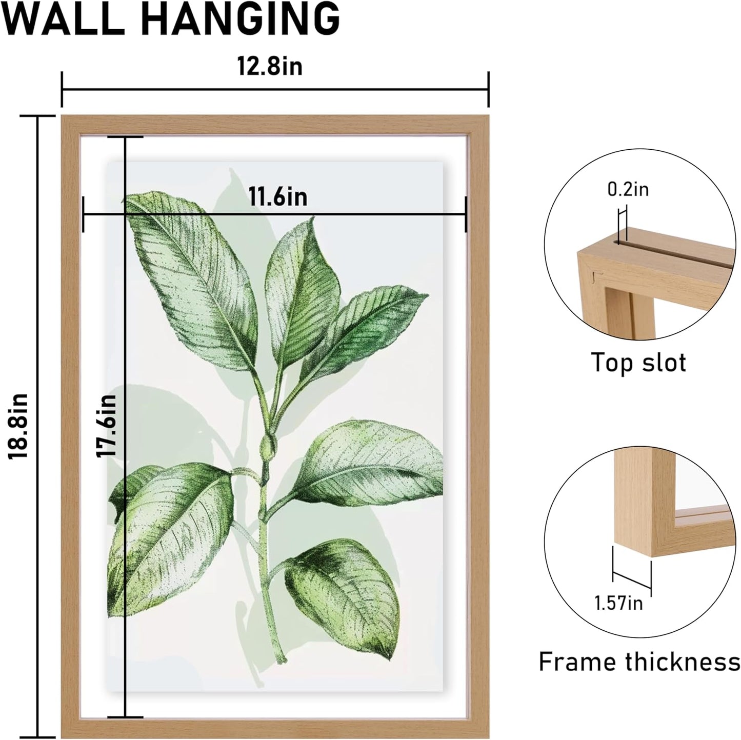 CORE ART 8x10 Floating Picture Frame,Double Plexglass Floating Frame for 5x7,4x6 Pictures,Wall or Tabletop Display,Black