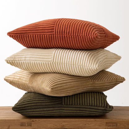 MIULEE Teal Orange Decorative Throw Pillow Covers 18x18 Inch Set of 4 Boho Corduroy Striped Cushion Cases Modern Farmhouse Patchwork Pillow Cases for Couch Sofa Bedroom Home Decor