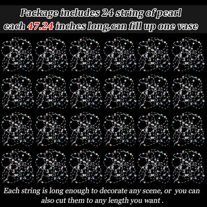 Tondiamo 24 Pcs Artificial Pearl String for Floating Candle Faux Pearls Beads String Garland Centerpiece Decoration for Vases Filler Wedding Spring Holiday Party Decor(Gold)