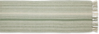 DII Farmhouse Braided Stripe Table Runner Collection, 15x72 (15x77, Fringe Included), Black