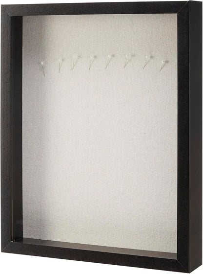 Amazon Basics 8.5" x 11" Shadow Box Wood Rectangular Frame for Display Photos, Memorabilia, Black