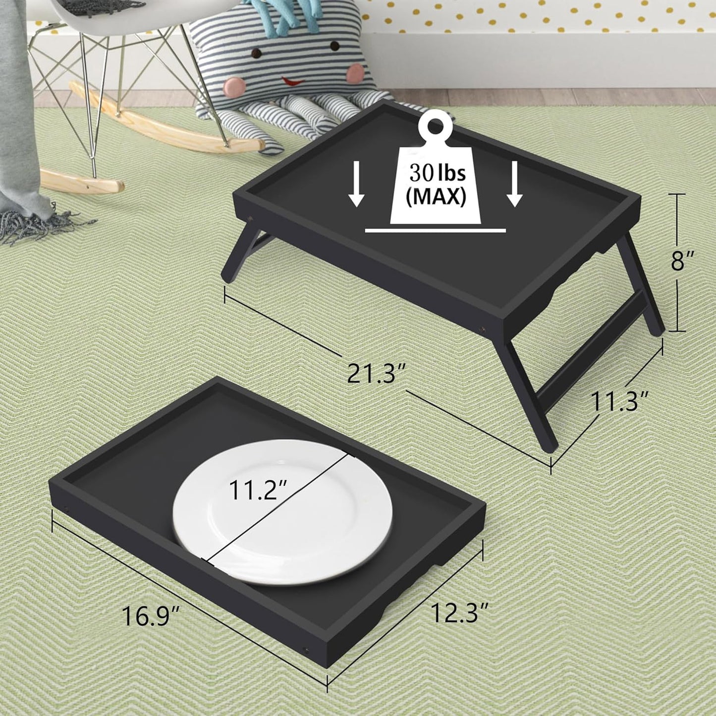 Artmeer Bed Tray Table with Folding Legs,Bamboo Breakfast in Bed for TV Table, Laptop Computer Tray,Eating,Snack Tray(Bamboo)