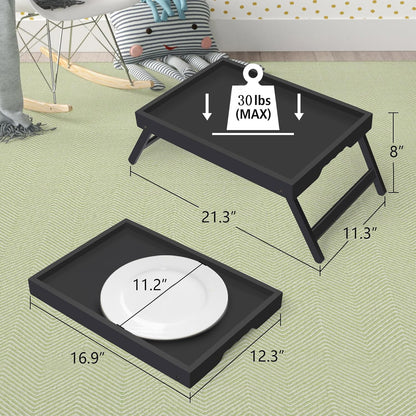 Artmeer Bed Tray Table with Folding Legs,Bamboo Breakfast in Bed for TV Table, Laptop Computer Tray,Eating,Snack Tray(Bamboo)