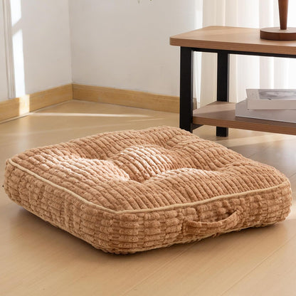 HIGOGOGO Floor Pillow Cushion for Adults, Meditation Cushion Pillow, Blended Corduroy Cover, Large Square Floor Sitting for Tatami Living Room or Yoga, 22x22 Inch, Beige