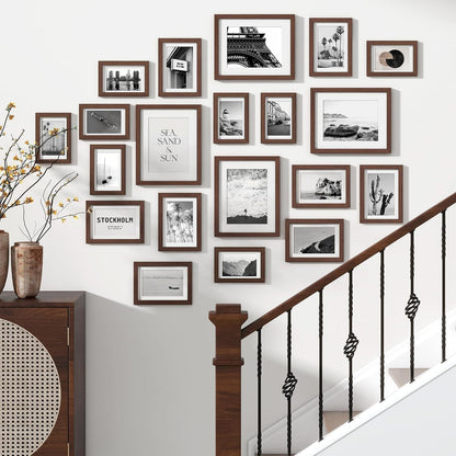 Venusmiles 20 Pack Picture Frames Collage Wall Decor, Gallery Frame Set for Wall Mounting or Tabletop Display, Multi Sizes Including 4pcs 8x10, 8pcs 5x7, 8pcs 4x6, Oak