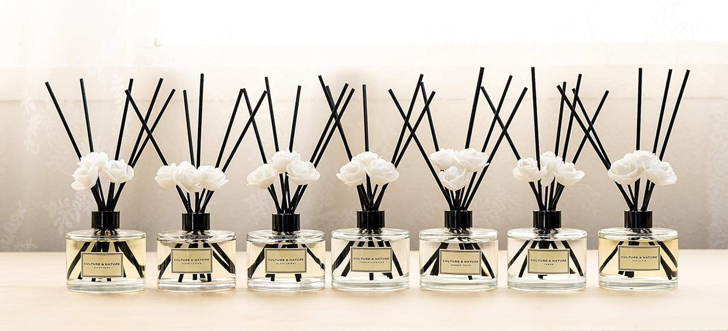 CULTURE & NATURE Reed Diffuser Set 4oz (120ml) Clean Cotton Scented Diffuser with Sticks Home Fragrance Reed Diffuser for Bathroom Shelf Decor