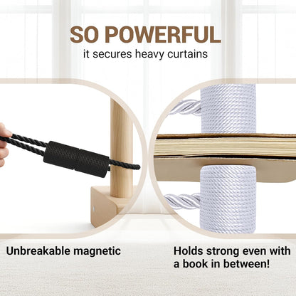 Hion Magnetic Curtain Tiebacks Black 2pcs, Curtain Tiebacks Buckles Holdbacks Holders Hooks Clip for Home Outdoor Bedroom Office Decorative Curtain