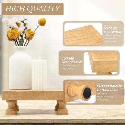 EOSAHR Farmhouse Riser for Room Decor : Decorative Pedestal Stand For Display Your Home Decorations and Uniquely Soap Stand - Rustic Bathroom Counter Tray and Kitchen Decor (Natural Wood)