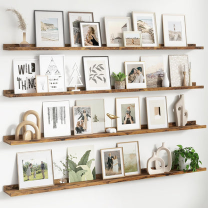 FLYJOE Floating Picture Ledge Shelves for Wall Set of 4, 48 Inch Wall Shelves with Lip Long Large Nursery Book Shelf for Toys Storage Kids Bookshelf Wall Mounted Living Room Bedroom Decor Frames