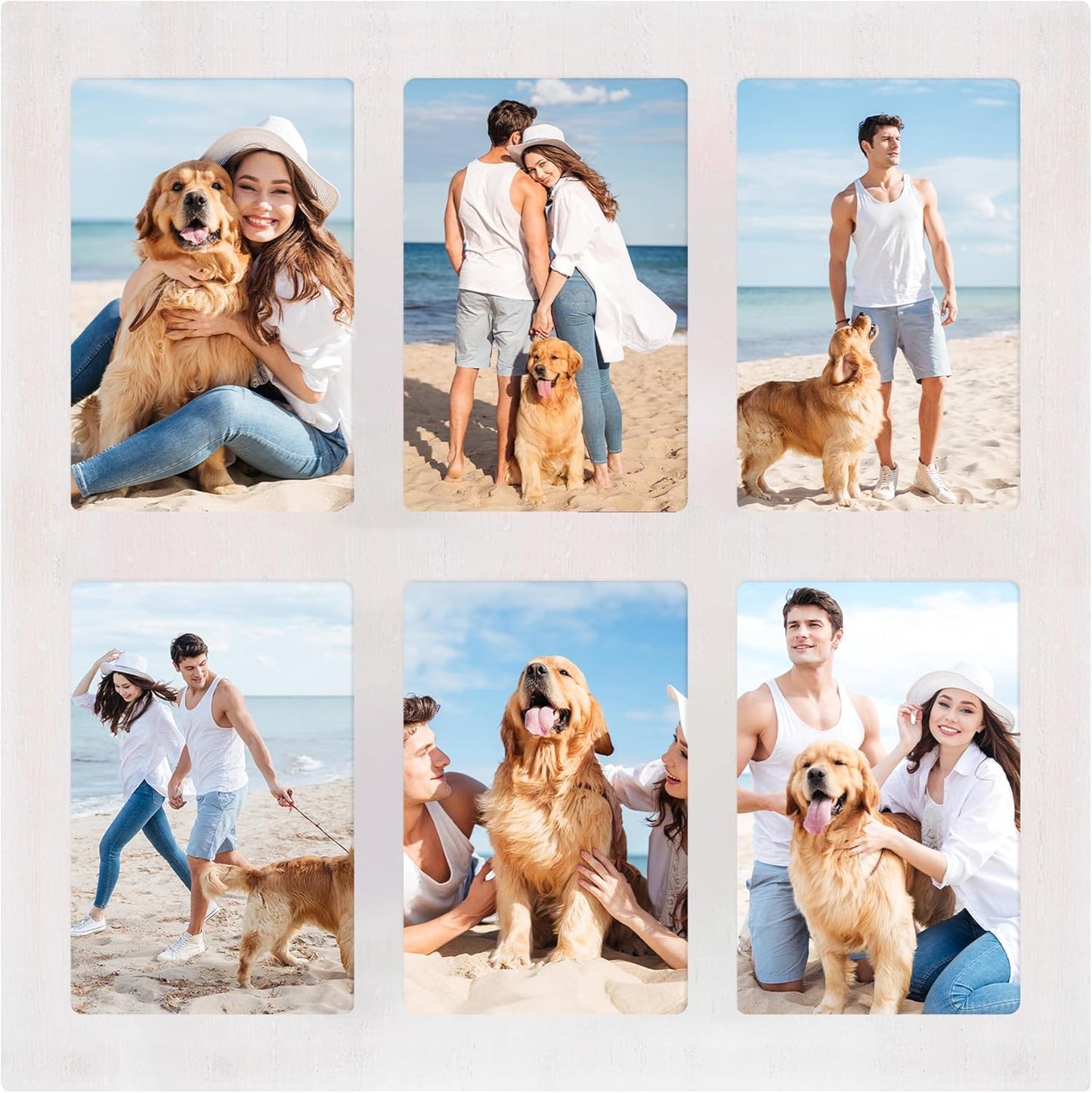YESKAY 4x6 Picture Frame Collage for Wall Decor, Multiple Photo Collage Frames with Tempered Glass, 7-Opening for 4 x 6 Picture Frames, Rustic Brown, 1 Pack