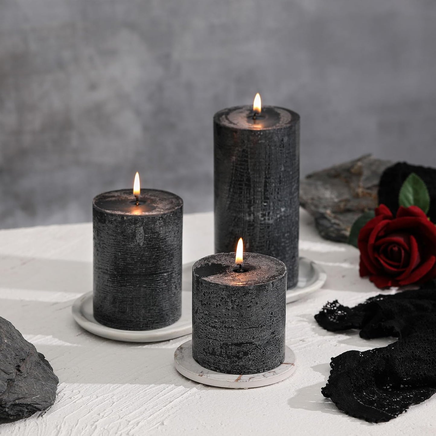 3x6 Inch Sage Green Pillar Candles Set of 3 - Unscented Spring, Long Clean Burning, Large Smokeless Dripless for Home Decor, Dinner Table, Bathroom, Rustic Decor