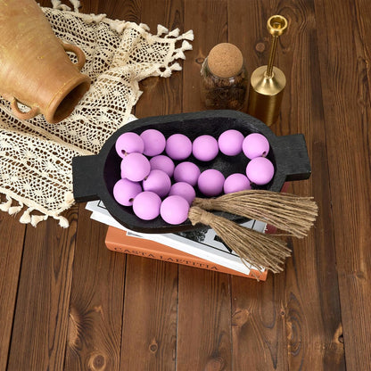 OMISHE Extra Large Wood Bead Garland with 1.6" Diameter Wooden Beads and Tassels, 41" Long Rustic Farmhouse Country Decorative Beads for Home Tiered Tray Decor, Natural Beige