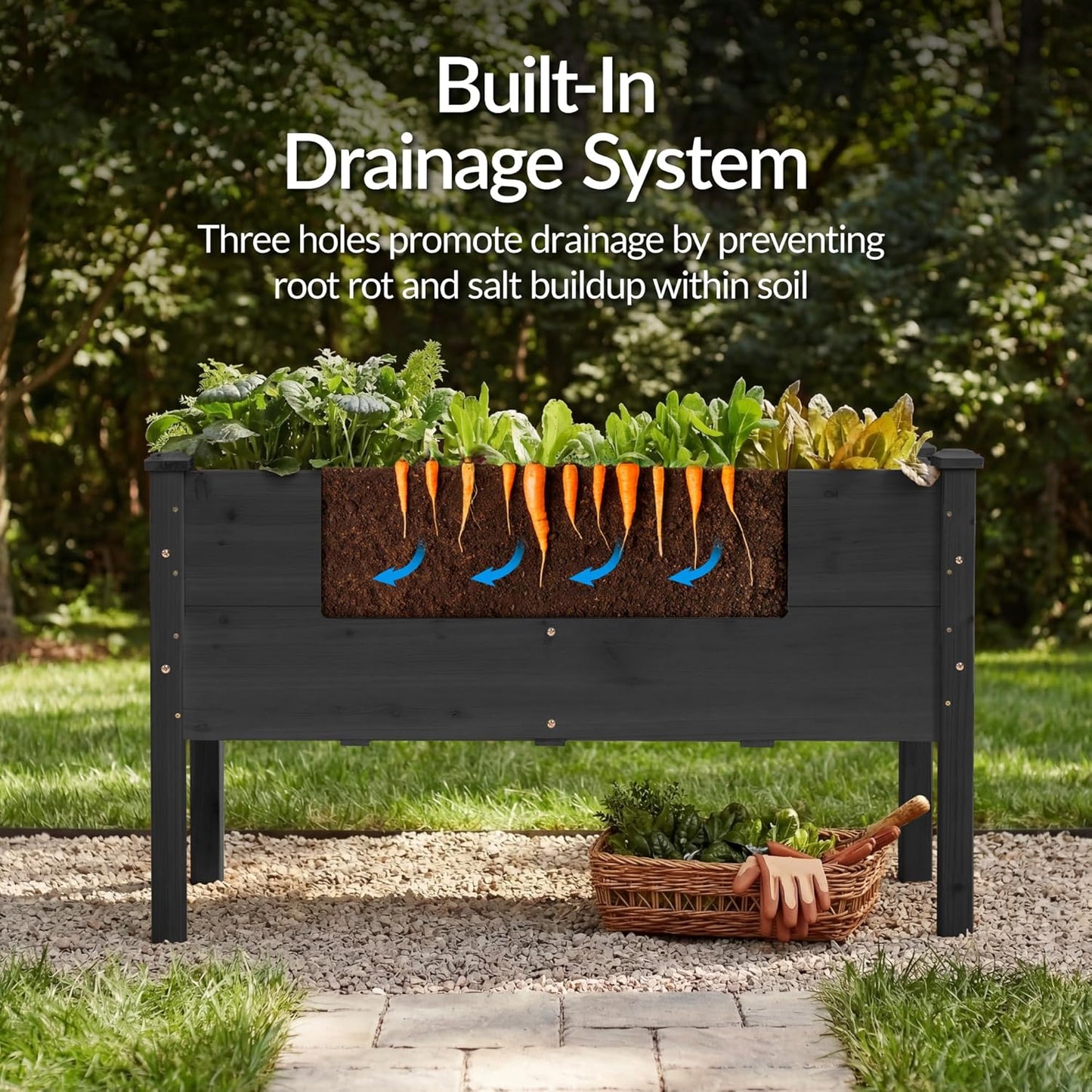 Best Choice Products 72x24x30in Raised Garden Bed, Elevated Wood Planter Box Stand for Backyard, Patio, Balcony w/Divider Panel, 6 Legs, 300lb Capacity - Natural
