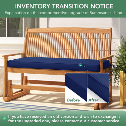 Summsun Outdoor Bench Cushion: Waterproof and Fade Resistant Patio Furniture Cushions - Non-Slip Bench Pad Cushion with Removable Cover for Garden Swing Porch Sofa Settee, 48 x 18 x 3 Inch, Black