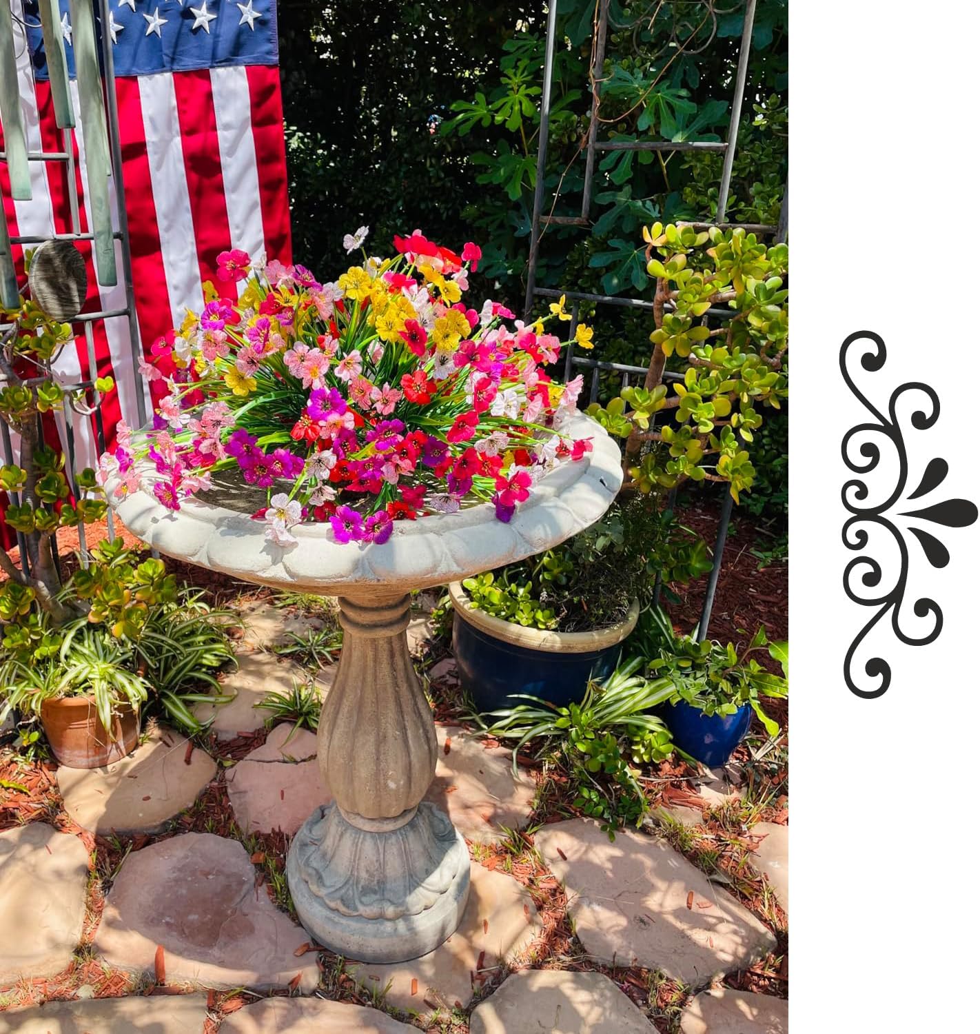 6Bundles Artificial Flowers for Indoor,No Fade Fake Plastic Flowers Faux Plants for Decoration Hanging Planters Garden Porch Window Box Home Wedding Farmhouse (Small Flower)