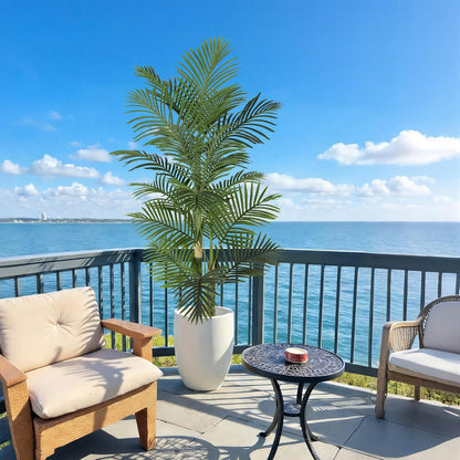 Nafresh 8ft Tall UV Resistant Faux Palm Tree, 96in Artificial Palm Tree Indoor Outdoor, Fake Tree with Real Bark and Realistic Leaves and for Home House Office Living Room Yard Patio.