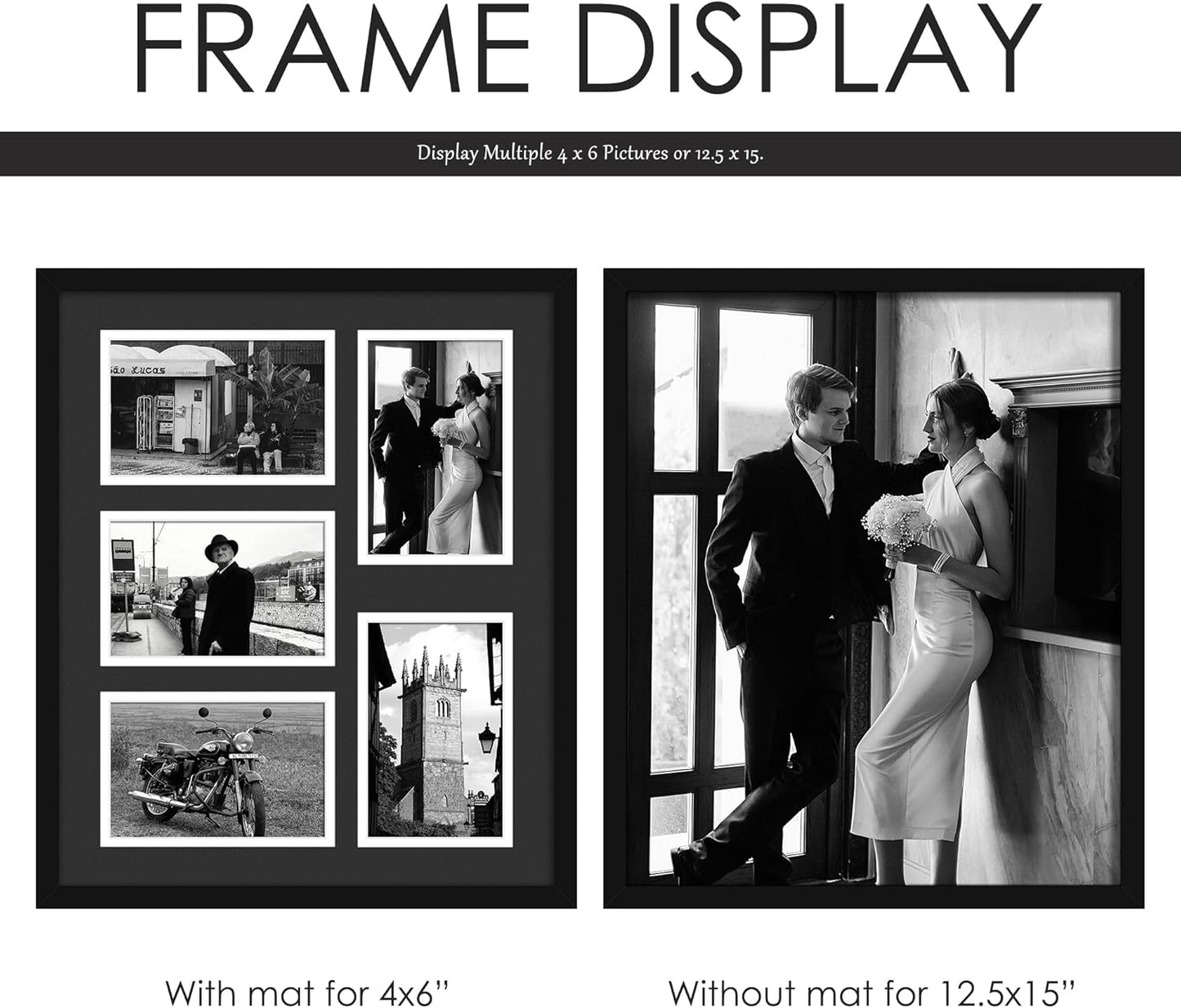 DUENPY 14x26 Collage Picture Frame 4x6 Collage Picture Frame Displays Twelve 4x6 inch Photos Available Horizontal Wall Mounting Display and Vertical Black - Colors B