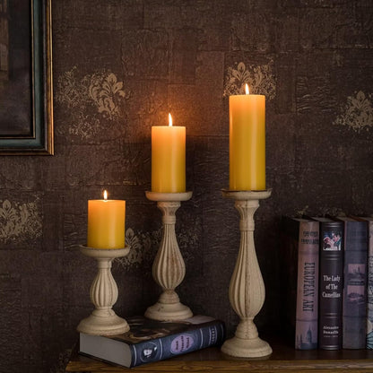 MOZEAL 3" x 4" Hand-Poured Unscented Candle,Dripless Pillar Candle Set of 3,Long Clean Burning,Approx 72 Hours Burn Time,Rustic Country Style,Wedding,Dinner,Christmas and Home Decor,White