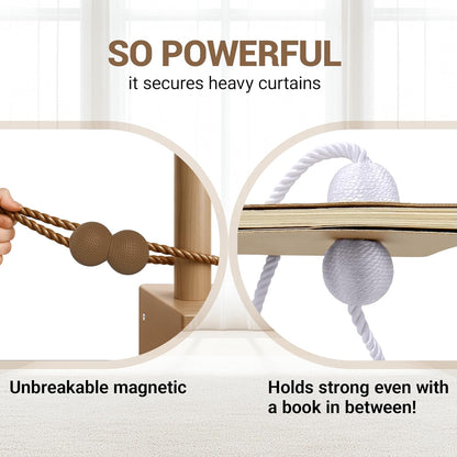 Hion Magnetic Curtain Tiebacks Black 2pcs, Curtain Tiebacks Buckles Holdbacks Holders Hooks Clip for Home Outdoor Bedroom Office Decorative Curtain