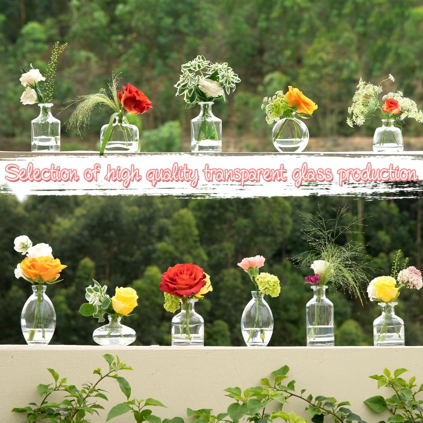 Bud Vases Set of 12, Clear Glass Bud Vase in Bulk, Small Vases for Centerpiece Mini Modern Flower Vase Transparent, Wedding Party Table Home Decor