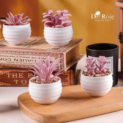 Der Rose Set of 6 Succulents Plants Artificial in Pots Small Fake Plants for Bedroom Aesthetic Living Room Shelf Bathroom Decor Office Desk Accessories