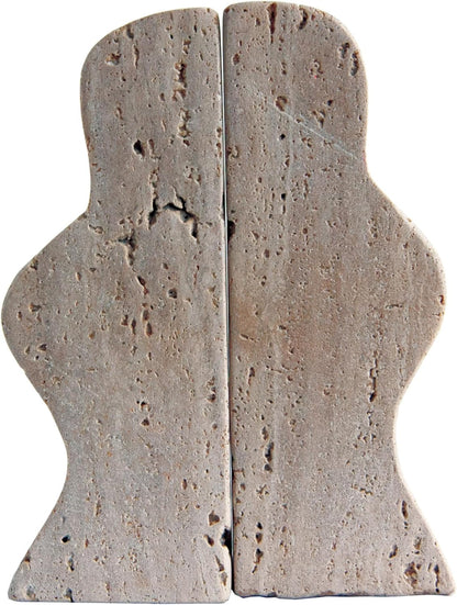 Creative Co-Op Decorative Travertine Wave Bookends, Natural, Set of 2