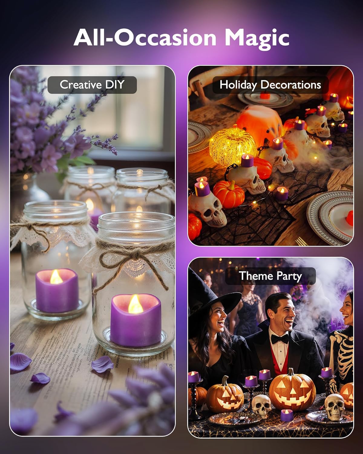 Homemory 24Pcs Flickering Flameless Candle Battery Operated, 200+Hours Fake Electric LED Tea Lights for Votive, Centerpiece Table Decorations, Wedding, Aniversary, Halloween, Christmas