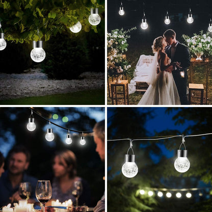 Solar Outdoor Lights Decorative 12 Pack, Hanging Solar Garden Lights Waterproof, Solar Powered Globe Cracked Glass Ball Lantern for Yard Patio Fence Tree Umbrella Holiday Decoration, Warm White