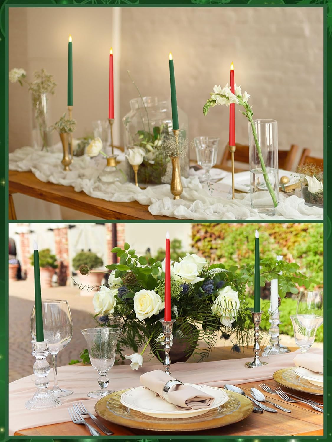 Treela 24 Pcs Flameless Taper Candles Battery Operated Bulk Fake Candles Light LED Candle Sticks Flickering Tapered for Easter Wedding Anniversary Decoration(Basic,11 Inch,Ivory)