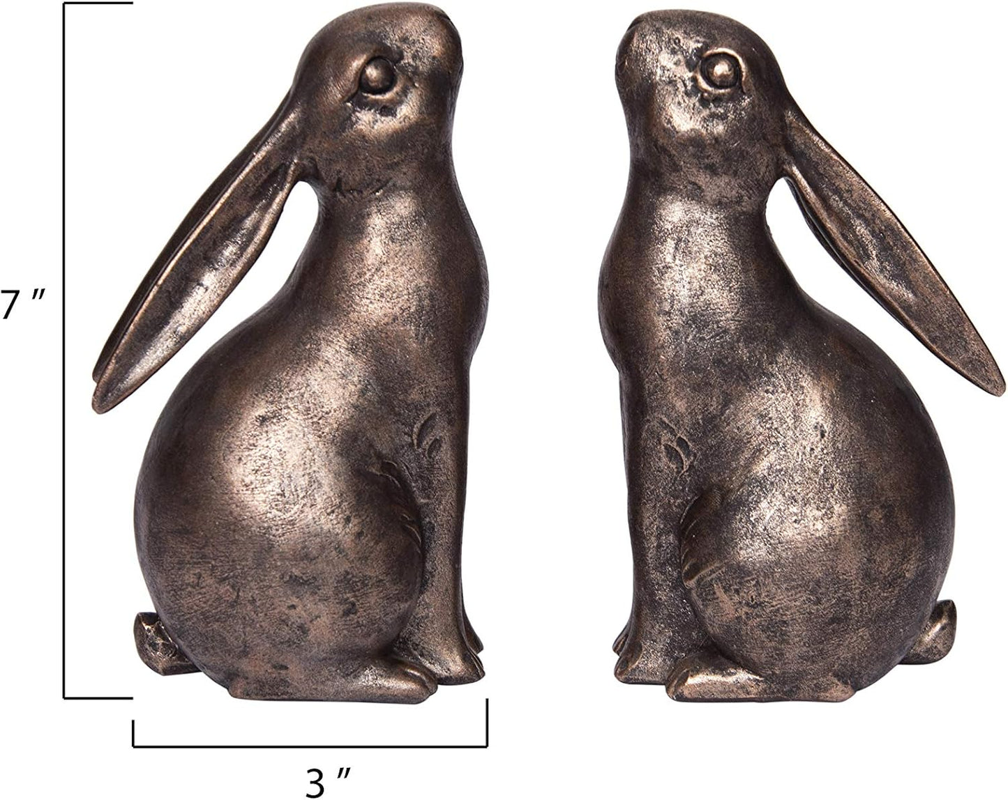 Creative Co-Op Decorative Resin Rabbit Bookends, Bronze, Set of 2