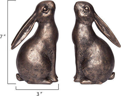 Creative Co-Op Decorative Resin Rabbit Bookends, Bronze, Set of 2