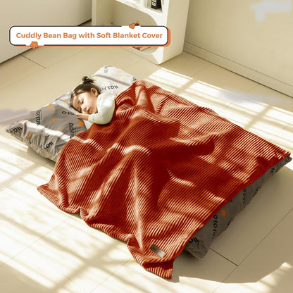 MAXYOYO 3 in 1 Kids Bean Bag Chair Couch, Convertible Chair Folds from Bean Bag to Lounger, Child Floor Sofa for Gaming, Reading, Floor Mattress with High-Density Foam Filling