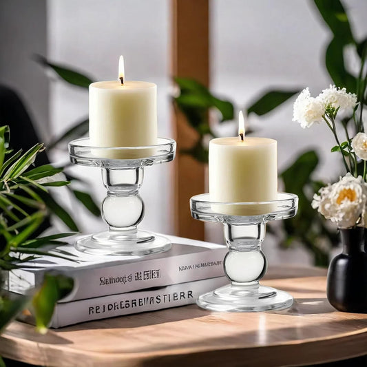 Glass Candle Holders for Pillar Candle, Unity Candle Holder Set of 3 for Wedding Ceremony Set, Candlestick Holder for Table or Home Decoration