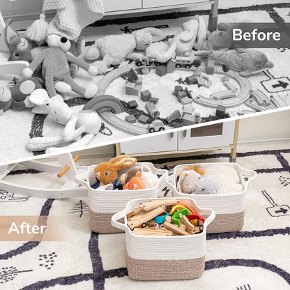 Goodpick Cube Storage Bins - Towel, Book, Cloth, Shoes, Closet Shelf Woven Baskets for Office, Baby Laundry, Toys, 13''x10''x9''