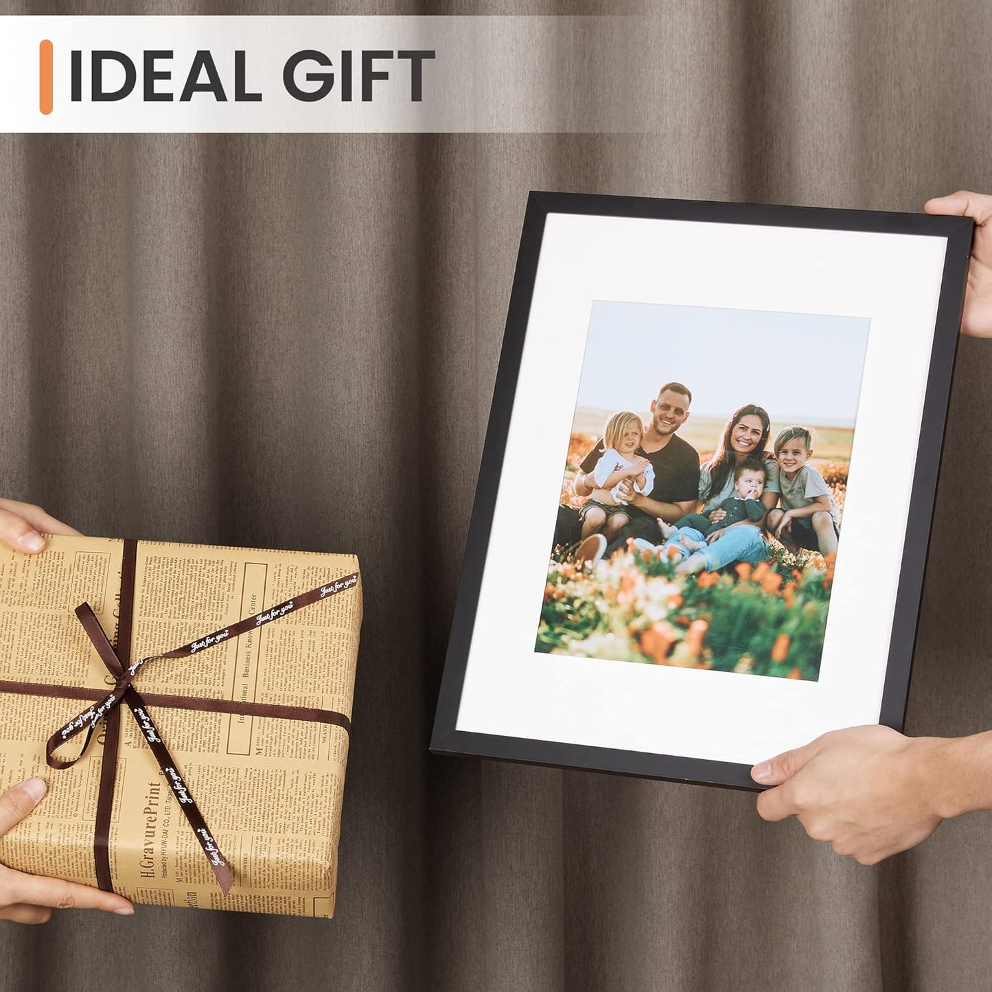 upsimples 8x10 Picture Frame, Display Pictures 5x7 with Mat or 8x10 Without Mat, Wall Hanging Photo Frame, Black, 1 Pack - Colors A