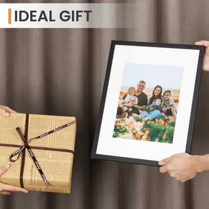 upsimples 11x14 Picture Frame Set of 5, Display Pictures 8x10 with Mat or 11x14 Without Mat, Wall Gallery Photo Frames, Black