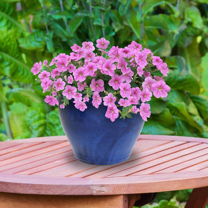 Sunnydaze Large Ceramic Plant Pot - Round Outdoor Glazed Ceramic Planter Pot with Drainage - Studio - Imperial Blue - 18.5"