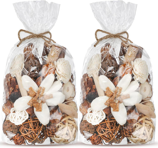 Nuanchu 2 Pack Decorative Balls Potpourri Bowl Filler Decor Natural Vase Bowl Filler Assorted Spherical Rattan Twigs Wicker Balls for Home Decor Centerpiece, No Scent(Beige Series,Classic Style)
