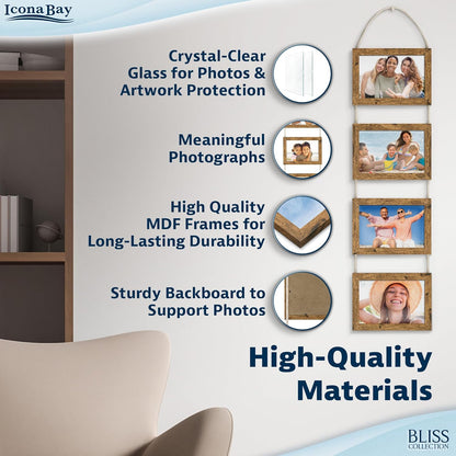 Icona Bay - 4x6 Wall Hanging Picture Frames Collage with 8 Openings - Distressed White, 2 Pack - Casual Style Engineered Wood Frames - Wall Mount Only - Bliss Collection