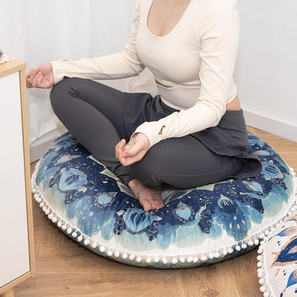 Meditation Cushion Set of 2, 32 Inch Extra Thick Memory Foam Round Floor Pillow with Removable Washable Cover, Bohemian Mandala Yoga Cushion for Adults - Ideal Holiday Decor, Brown