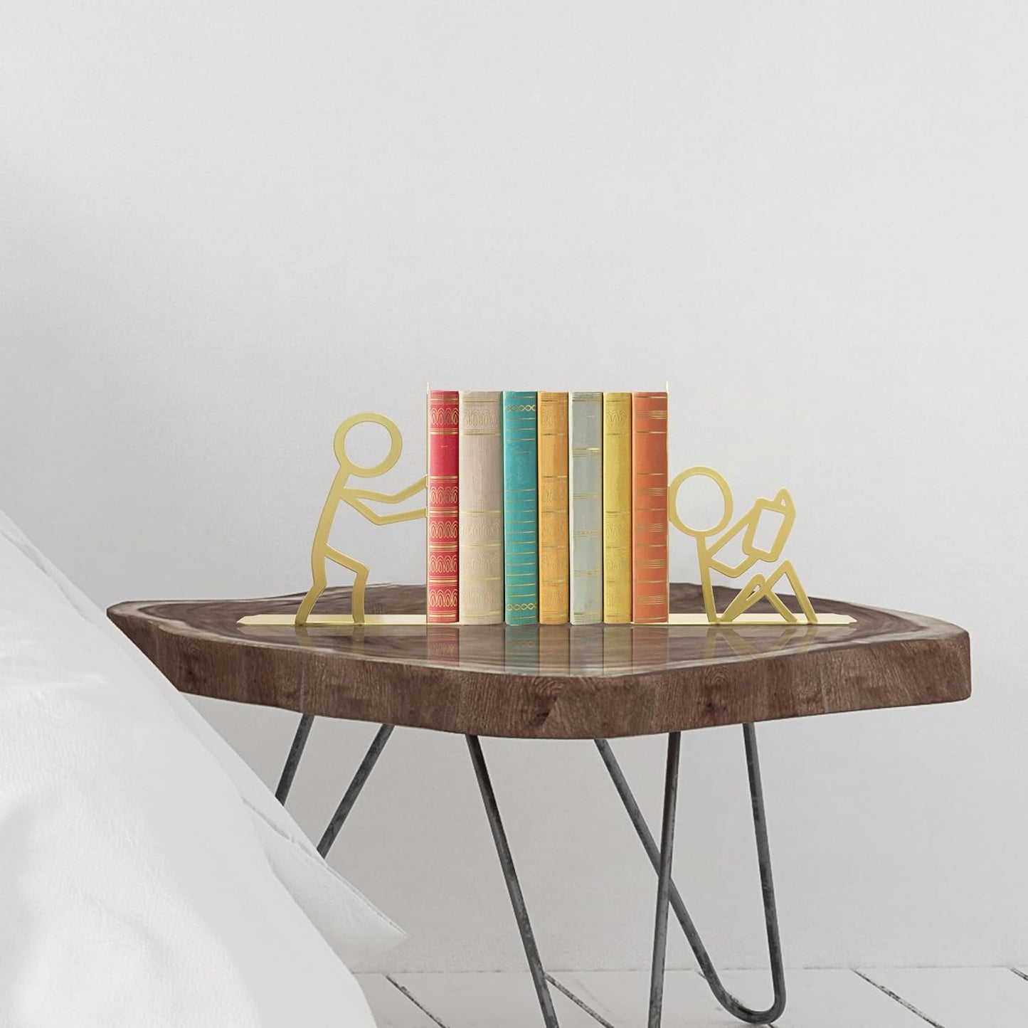 Bookends Decorative Metal Unique Office Desk Bookends Cute Book Ends Reading Decor Bookshelf Decor for Office School Library Bedroom, Book Lovers Gift