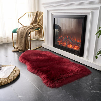 EasyJoy Ultra Soft Fluffy/Fuzzy Shaggy Area Rug Faux Fur Chair Cover Seat Pad for Bedroom Floor Sofa Living Room (2 x 6 ft Sheepskin, Beige)