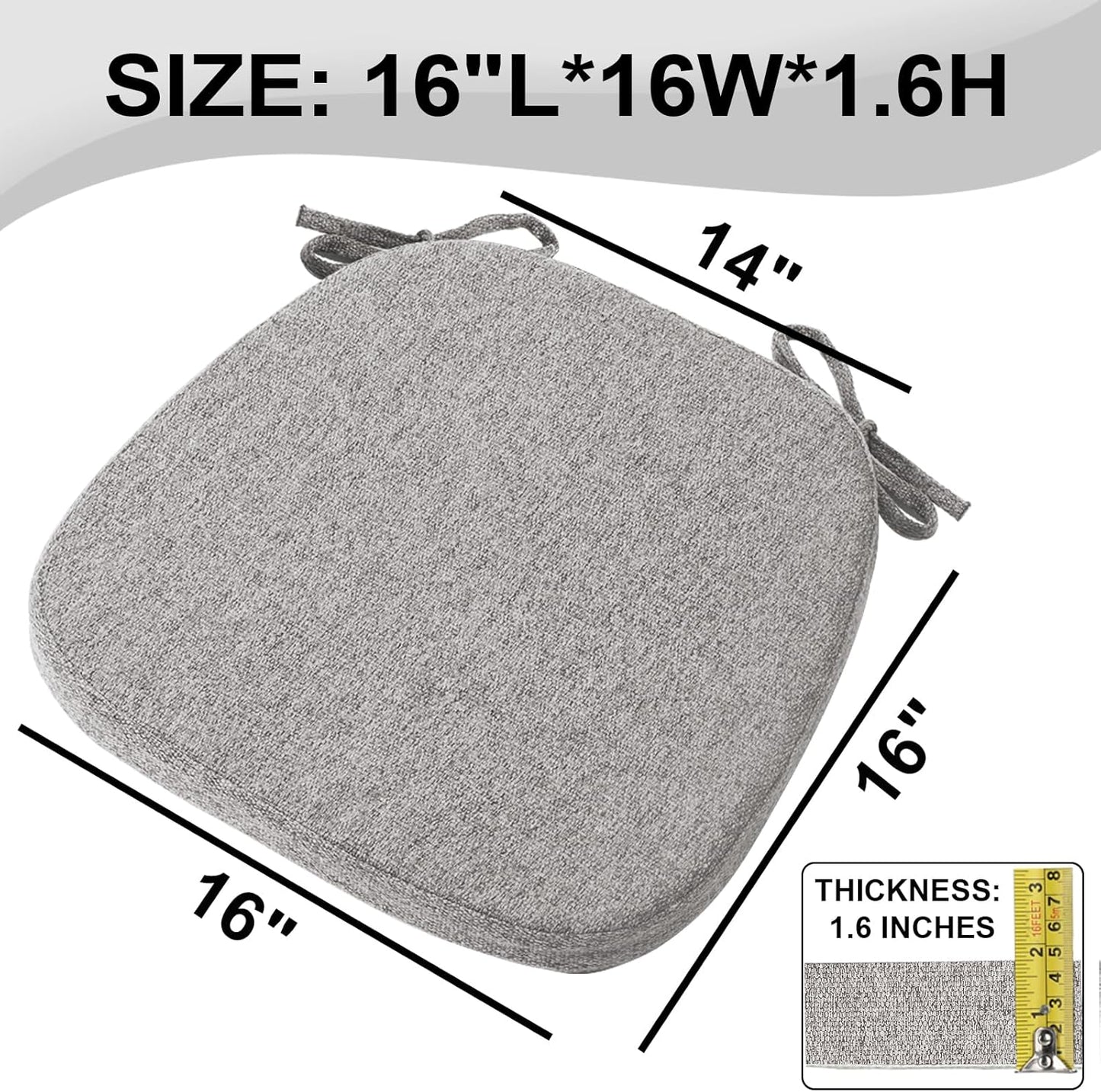 SINOSSO 1 Pack Memory Foam Chair Cushions for Dining Chair, Friendly Woven Fabric 16" U-Shape Comfortable Kitchen Chair Pad, Removable Slip Resistant Seat Cushion (1 Piece, Blue)
