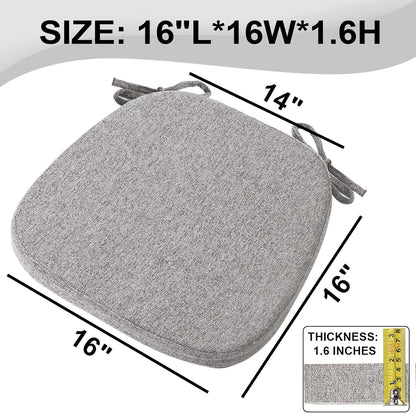 SINOSSO 1 Pack Memory Foam Chair Cushions for Dining Chair, Friendly Woven Fabric 16" U-Shape Comfortable Kitchen Chair Pad, Removable Slip Resistant Seat Cushion (1 Piece, Blue)