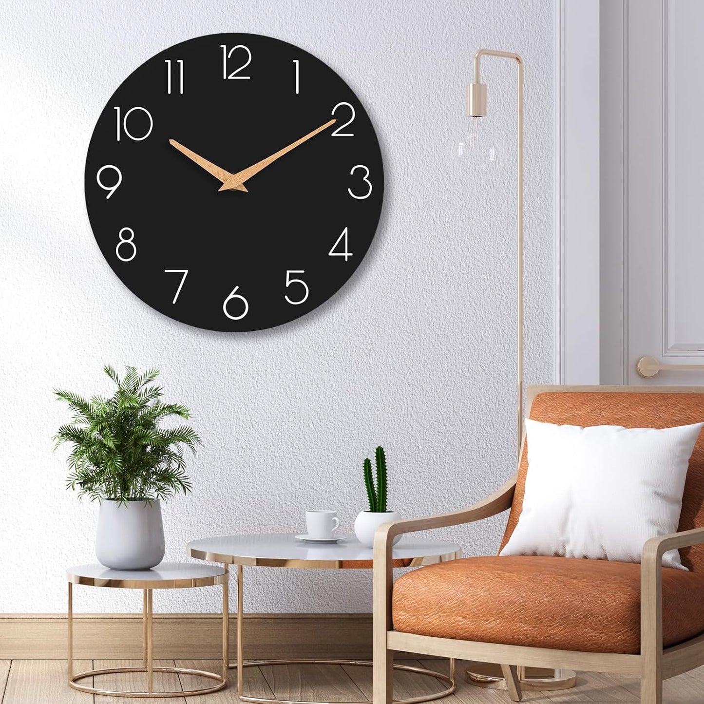 cicininc Wall Clock, Gray Silent Non-Ticking, Decorative Battery Operated Wall Clocks for Bedroom, Kitchen, Home, Office, School, Hotel (8 Inch)