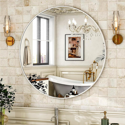 HARRITPURE Round Mirror 30 Black Wall Mounted Circle Mirrors Vanity Mirror with Brushed Aluminum Alloy Frame Modern Decoration for Bathroom, Living Room, Vanity, Bedroom, Entryway